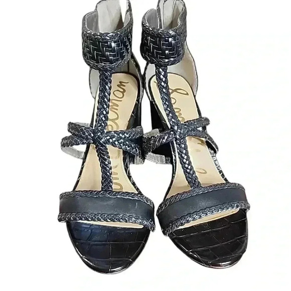 Sam Edelman Women's Yordana Sandal Size 9 Block Heel Ankle Strap Black Leather - Picture 2 of 7